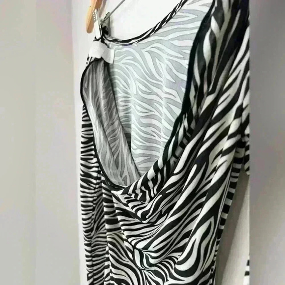 H&M Womens Sheer Black and White Zebra Animal Print Long Sleeve Bodysuit XS - Picture 11 of 11